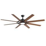 AeroSpan Lux 72-inch large black 8-blade ceiling fan with light and remote featuring wood grain blades