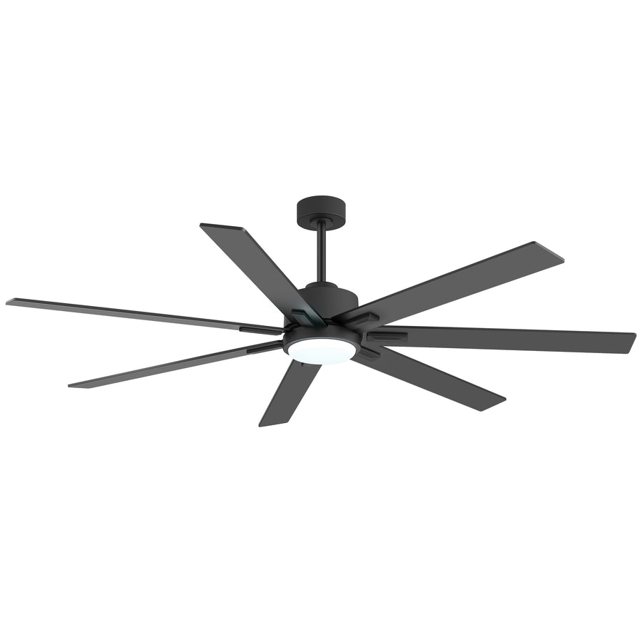 Lumivolt 72 Inch Black and Wood Ceiling Fan With Light and Remote