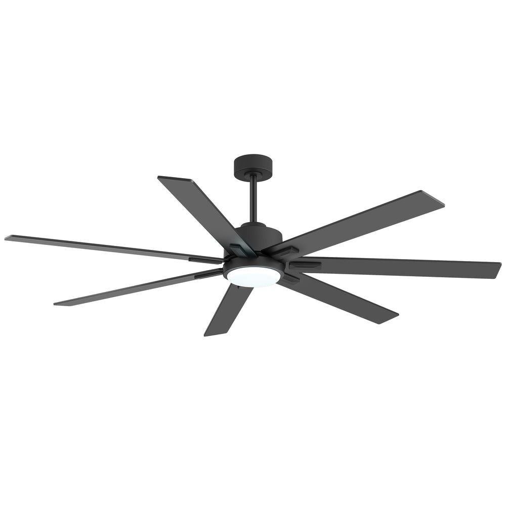 72 Inch Modern Ceiling Fan with Light, Quiet DC Motor, 7 Blades, Remote Control, 6 Speeds, Reversible, 3CCT Dimmable LED, Timer, Large Room, Black/Wood Grain