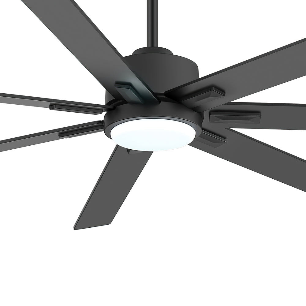 72 Inch Modern Ceiling Fan with Light, Quiet DC Motor, 7 Blades, Remote Control, 6 Speeds, Reversible, 3CCT Dimmable LED, Timer, Large Room, Black/Wood Grain
