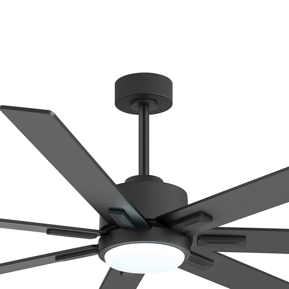 72 Inch Modern Ceiling Fan with Light, Quiet DC Motor, 7 Blades, Remote Control, 6 Speeds, Reversible, 3CCT Dimmable LED, Timer, Large Room, Black/Wood Grain