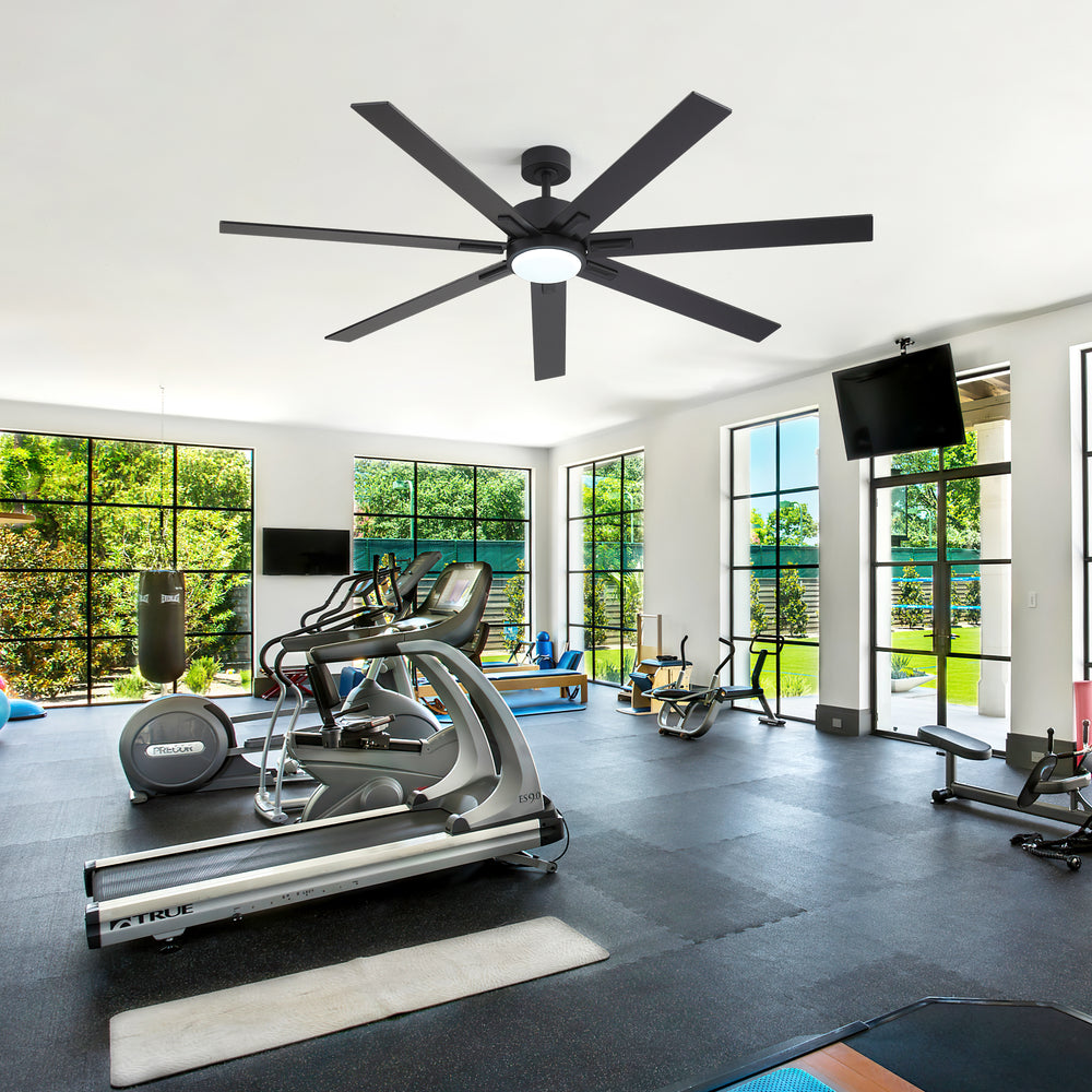 72 Inch Modern Ceiling Fan with Light, Quiet DC Motor, 7 Blades, Remote Control, 6 Speeds, Reversible, 3CCT Dimmable LED, Timer, Large Room, Black/Wood Grain