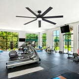 72 Inch Modern Ceiling Fan with Light, Quiet DC Motor, 7 Blades, Remote Control, 6 Speeds, Reversible, 3CCT Dimmable LED, Timer, Large Room, Black/Wood Grain