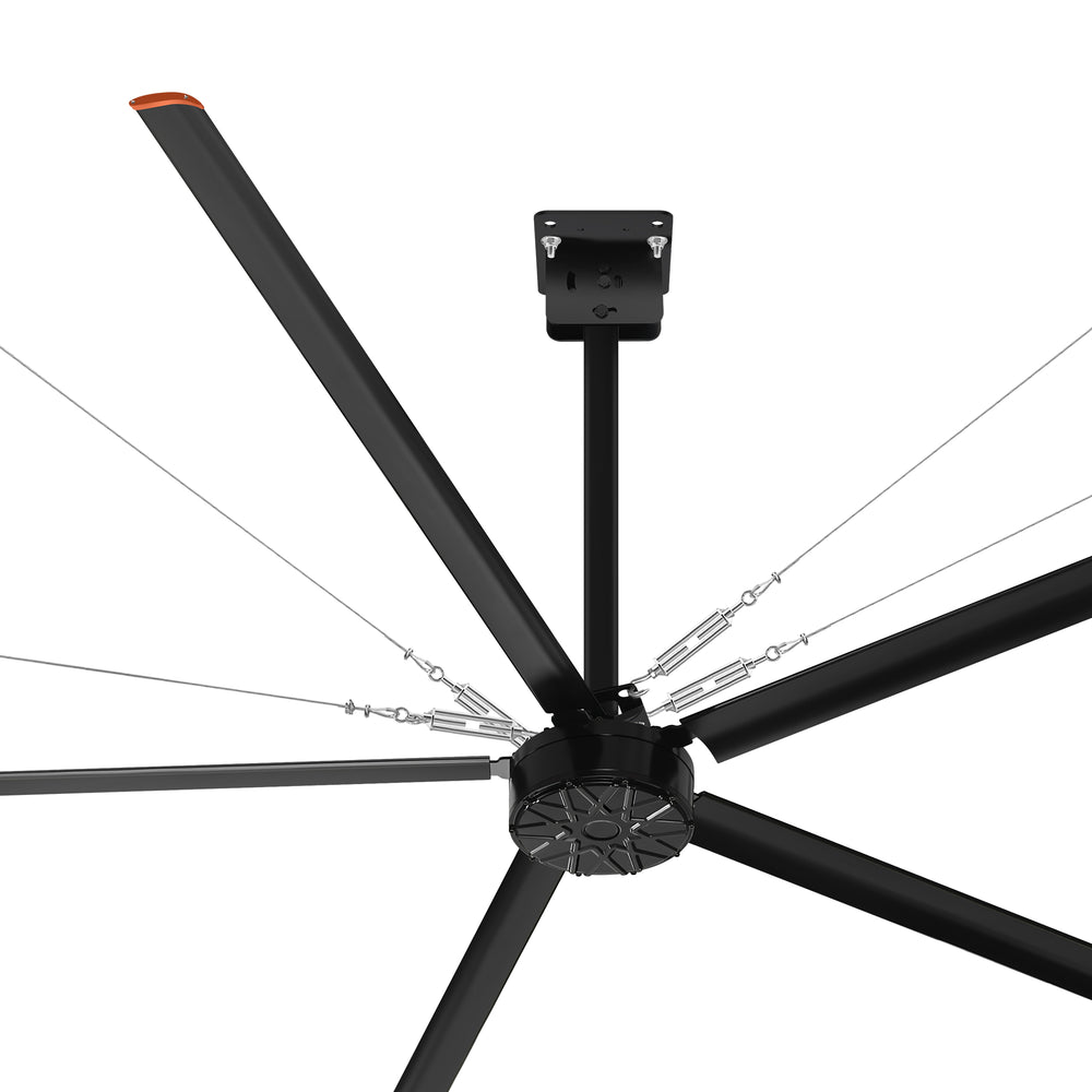 144-Inch (12 FT.) HVLS Industrial Ceiling Fan No Lights, Quiet DC Motor, 5 Aluminum Blades, Commercial Warehouse Garage Barn Gym Fan, High Airflow