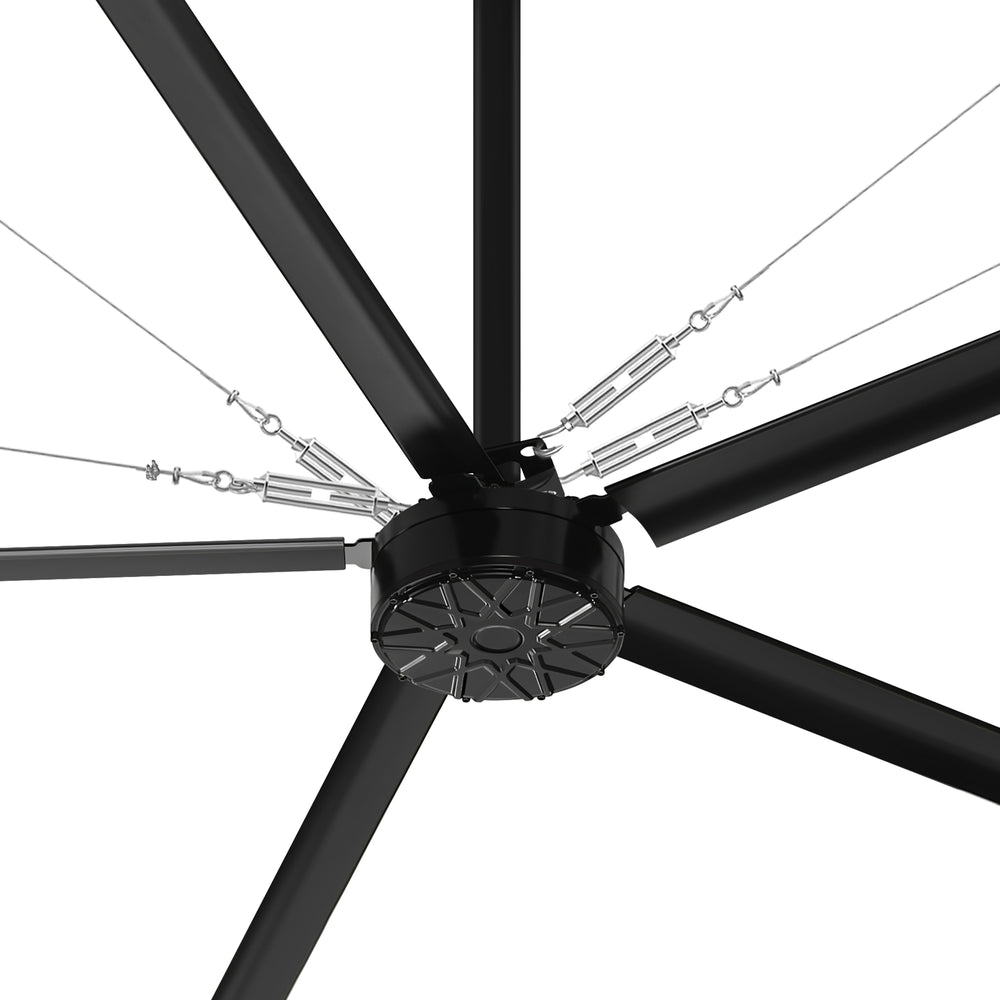 144-Inch (12 FT.) HVLS Industrial Ceiling Fan No Lights, Quiet DC Motor, 5 Aluminum Blades, Commercial Warehouse Garage Barn Gym Fan, High Airflow