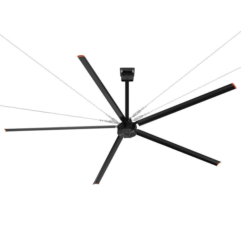 144-Inch (12 FT.) HVLS Industrial Ceiling Fan No Lights, Quiet DC Motor, 5 Aluminum Blades, Commercial Warehouse Garage Barn Gym Fan, High Airflow