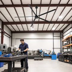 144-Inch (12 FT.) HVLS Industrial Ceiling Fan No Lights, Quiet DC Motor, 5 Aluminum Blades, Commercial Warehouse Garage Barn Gym Fan, High Airflow