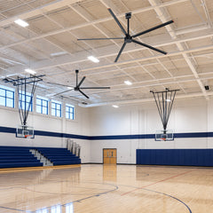 144-Inch (12 FT.) HVLS Industrial Ceiling Fan No Lights, Quiet DC Motor, 5 Aluminum Blades, Commercial Warehouse Garage Barn Gym Fan, High Airflow