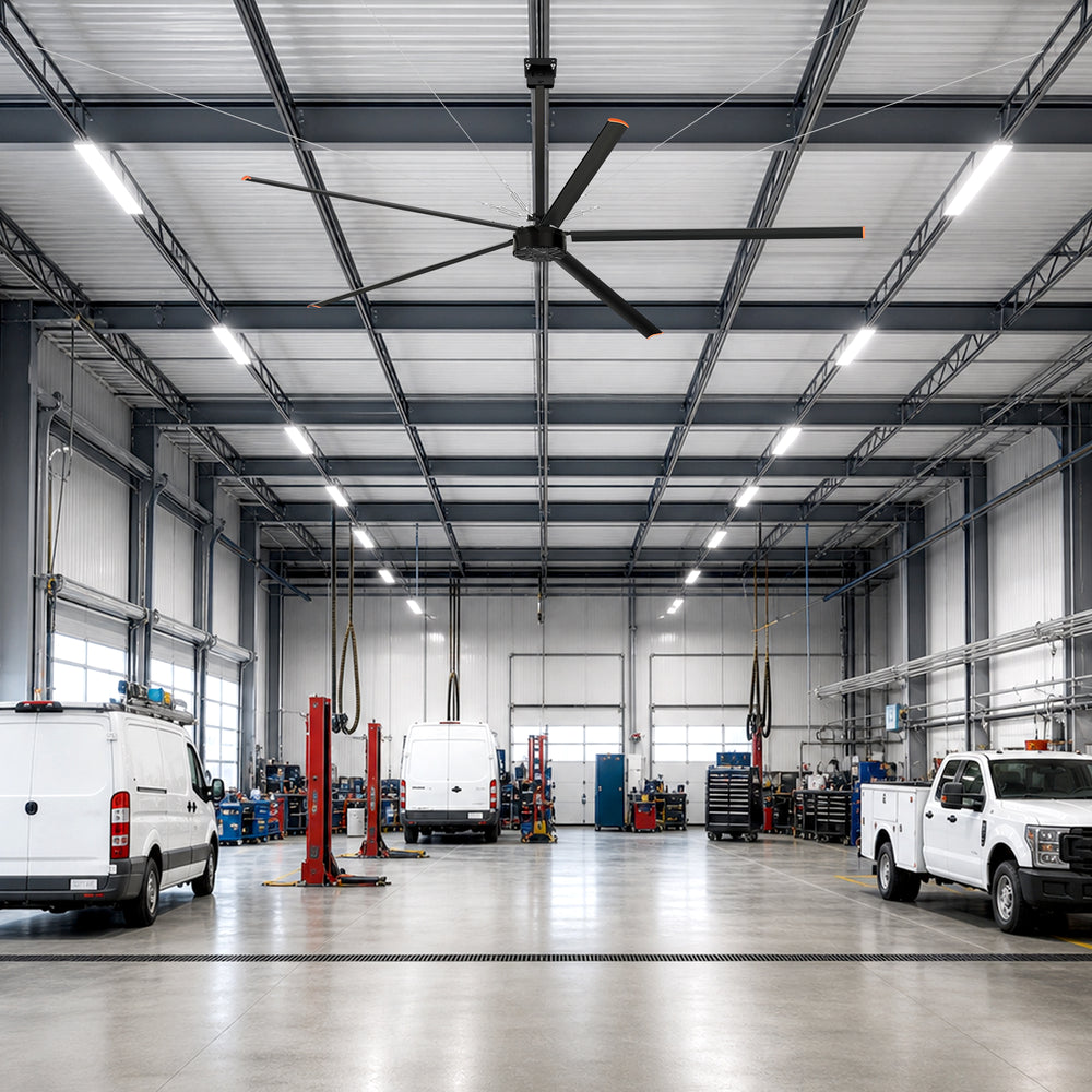 144-Inch (12 FT.) HVLS Industrial Ceiling Fan No Lights, Quiet DC Motor, 5 Aluminum Blades, Commercial Warehouse Garage Barn Gym Fan, High Airflow