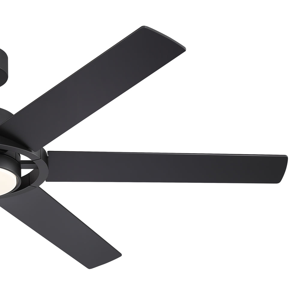 60 Inch Ceiling Fan with LED Light, Black 6 Blade Design, Reversible DC Motor, 6 Speeds, Remote Control, Dimmable 3 Color Light