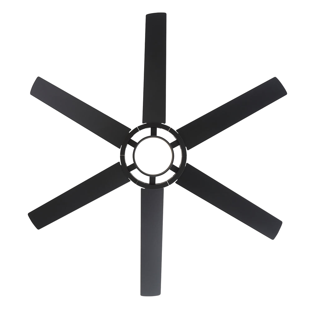 60 Inch Ceiling Fan with LED Light, Black 6 Blade Design, Reversible DC Motor, 6 Speeds, Remote Control, Dimmable 3 Color Light