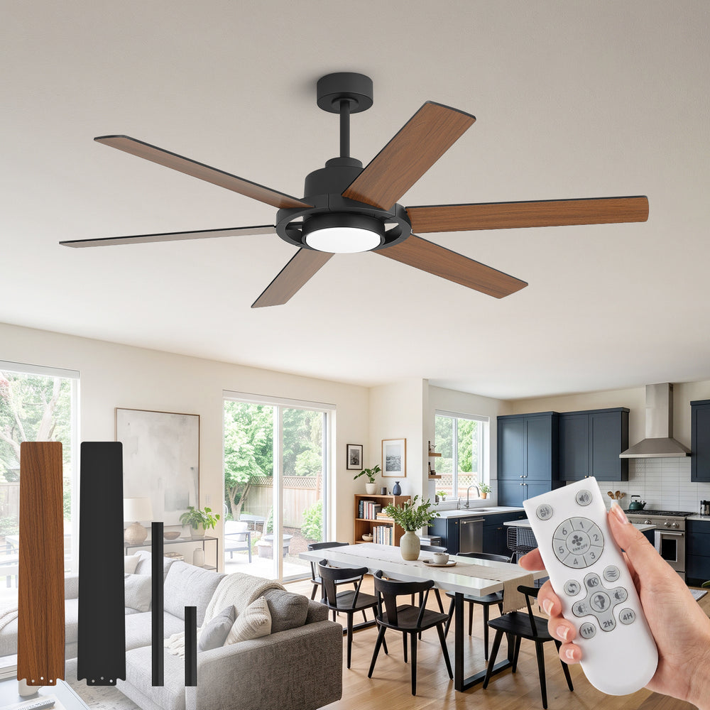 Magnara 60 Inch Black Ceiling Fan With Light and Remote