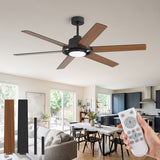 Magnara 60 Inch Black Ceiling Fan With Light and Remote