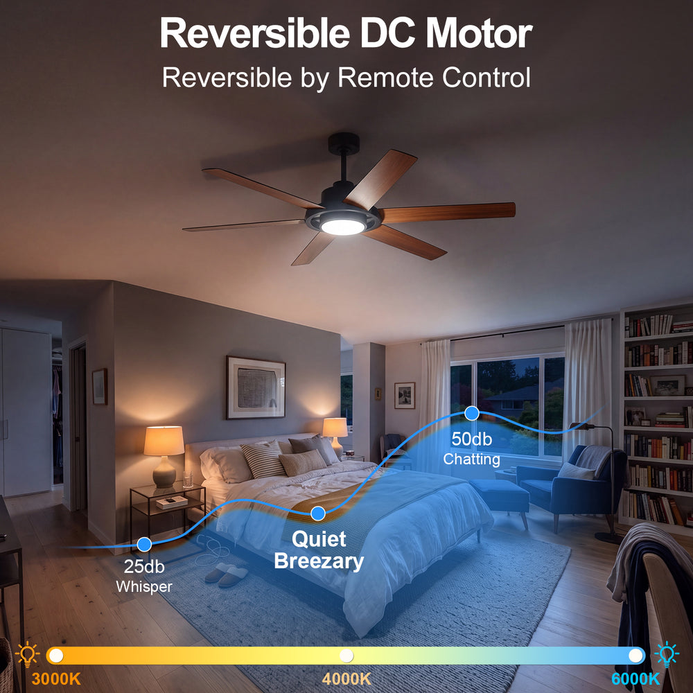 Magnara 60 Inch Black Ceiling Fan With Light and Remote