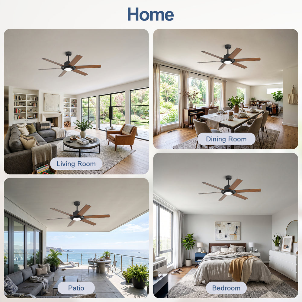 Magnara 60 Inch Black Ceiling Fan With Light and Remote