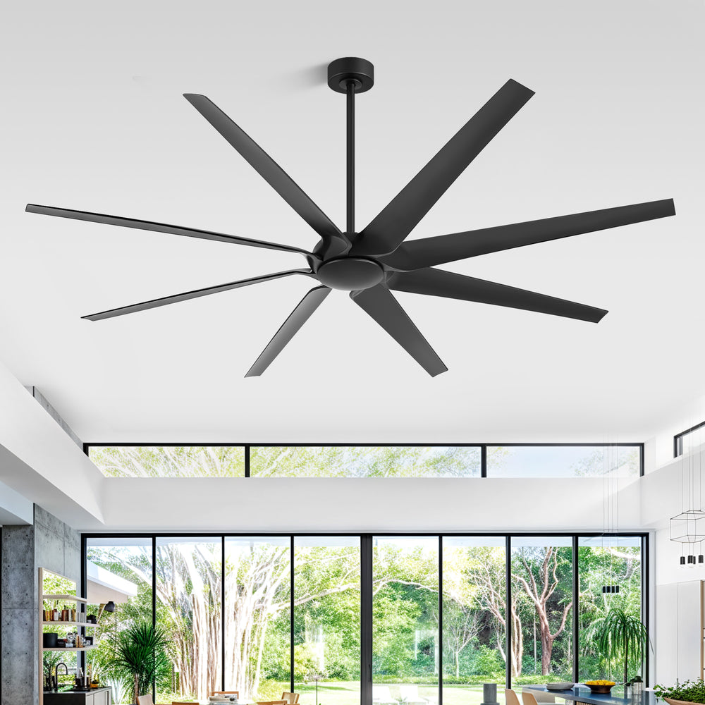 100 Inch Large Black Ceiling Fan without Light, 8 Blades, DC Motor & Remote
