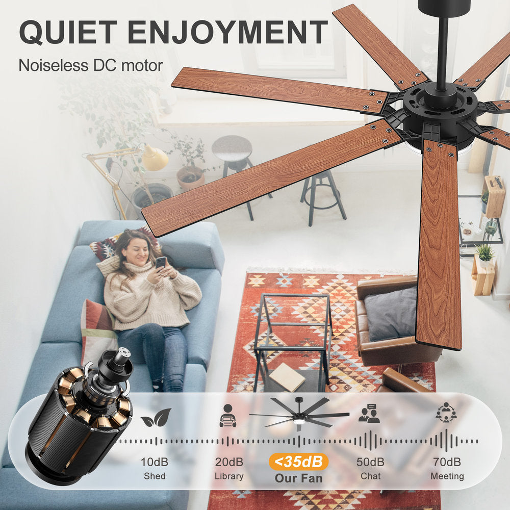 72 Inch 7-Blade Ceiling Fan with Light & Remote