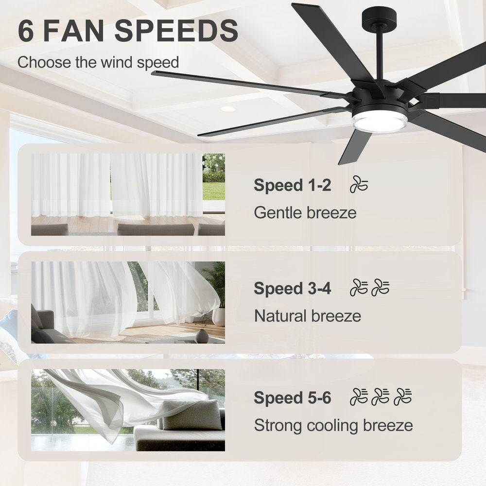 72 Inch 7-Blade Ceiling Fan with Light & Remote