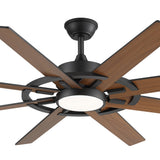 60 Inch 8-Blade Black Ceiling Fan with Light & Remote