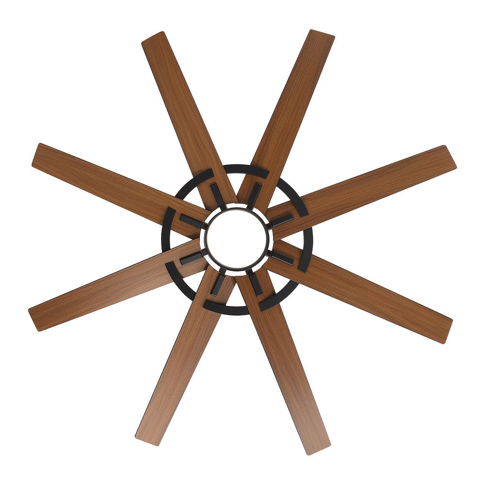 60 Inch 8-Blade Black Ceiling Fan with Light & Remote