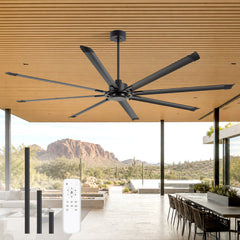100" Industrial Ceiling Fan with 8 Aluminum Blades, PMSM DC Motor, Remote Control, Reversible, For Garage, Barn, Warehouse