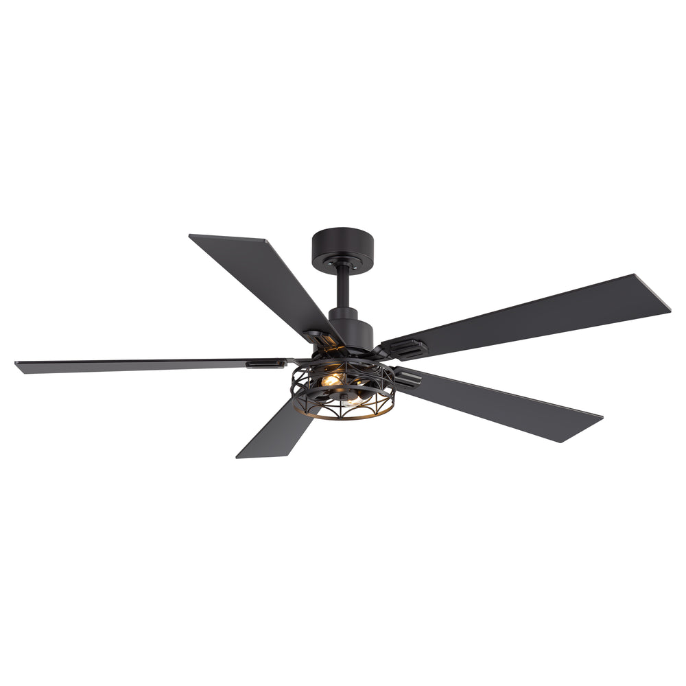 42/52-inch Ceiling Fan with Distressed White or Matte Black Finish, 5 Reversible Blades, Quiet DC Motor, Remote Control
