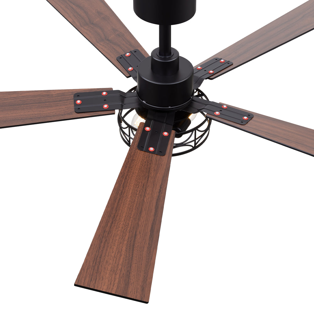 42/52-inch Ceiling Fan with Distressed White or Matte Black Finish, 5 Reversible Blades, Quiet DC Motor, Remote Control