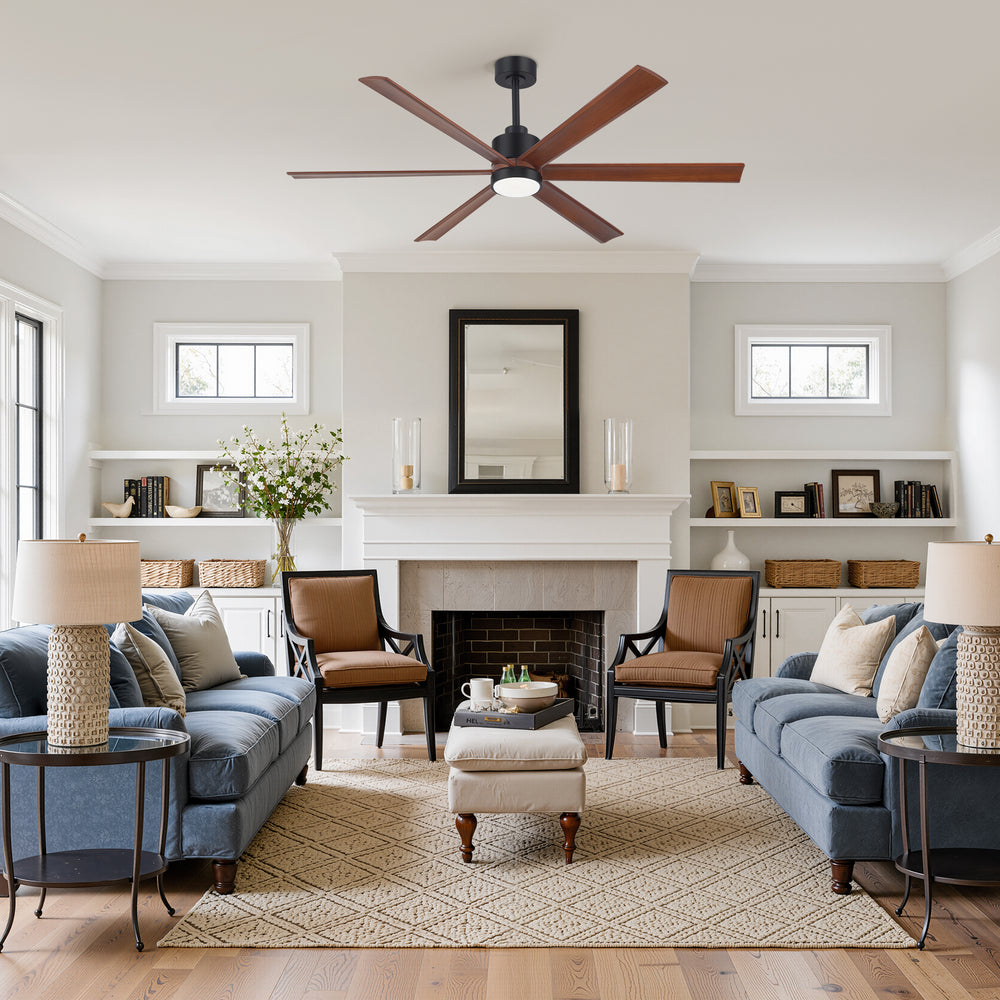 Breezary Velelle large ceiling fan with light installed in a spacious living room