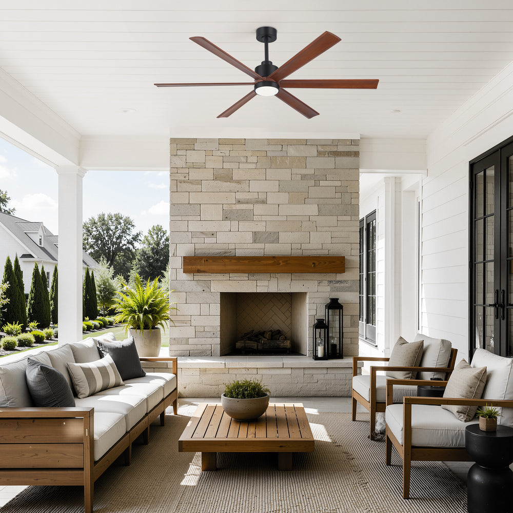 52/60 Inch Modern Solid Wood Ceiling Fan with Light, Paulownia Blades, Quiet DC Motor, Dimmable 3CCT LED, Remote Control, Reversible, 6 Speeds, Living Room