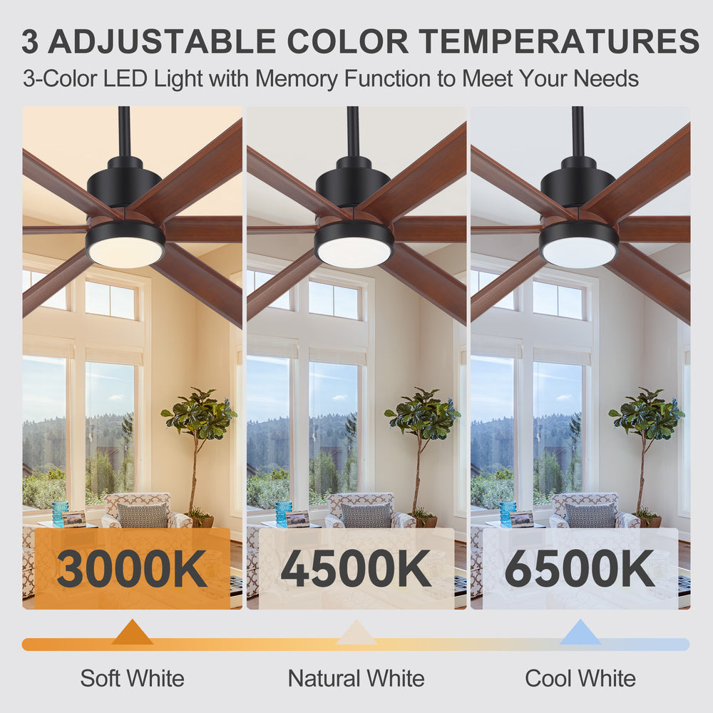 Breezary 46001-BK dimmable LED showing 3000K 4500K and 6500K light settings