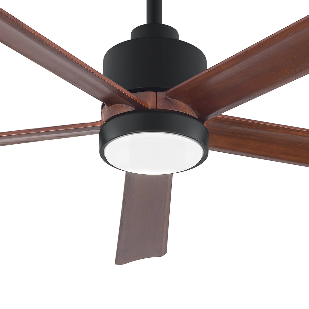 52 Inch Modern Ceiling Fan with Light, Solid Wood Blades, Quiet Reversible DC Motor, Remote Control, 6-Speed, Dimmable LED, 3 Color Temperatures, Memory Function