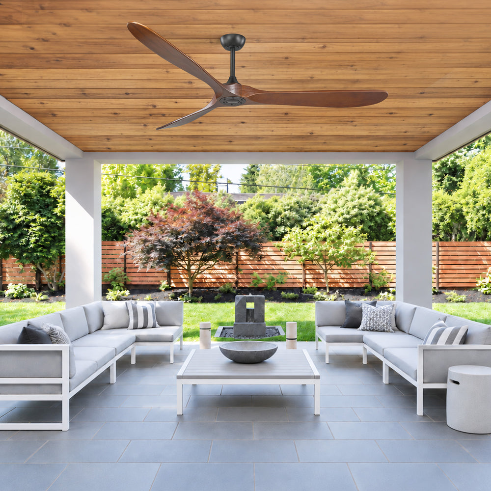 72 Inch Large Ceiling Fan without Light with 3 Solid Wood Blades & Remote