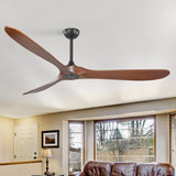 72 Inch Large Ceiling Fan without Light with 3 Solid Wood Blades & Remote