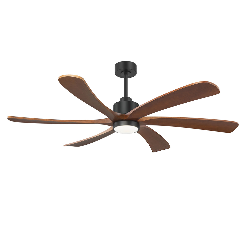 60 Inch Ceiling Fan with Light, 6 Solid Wood Blades & Remote