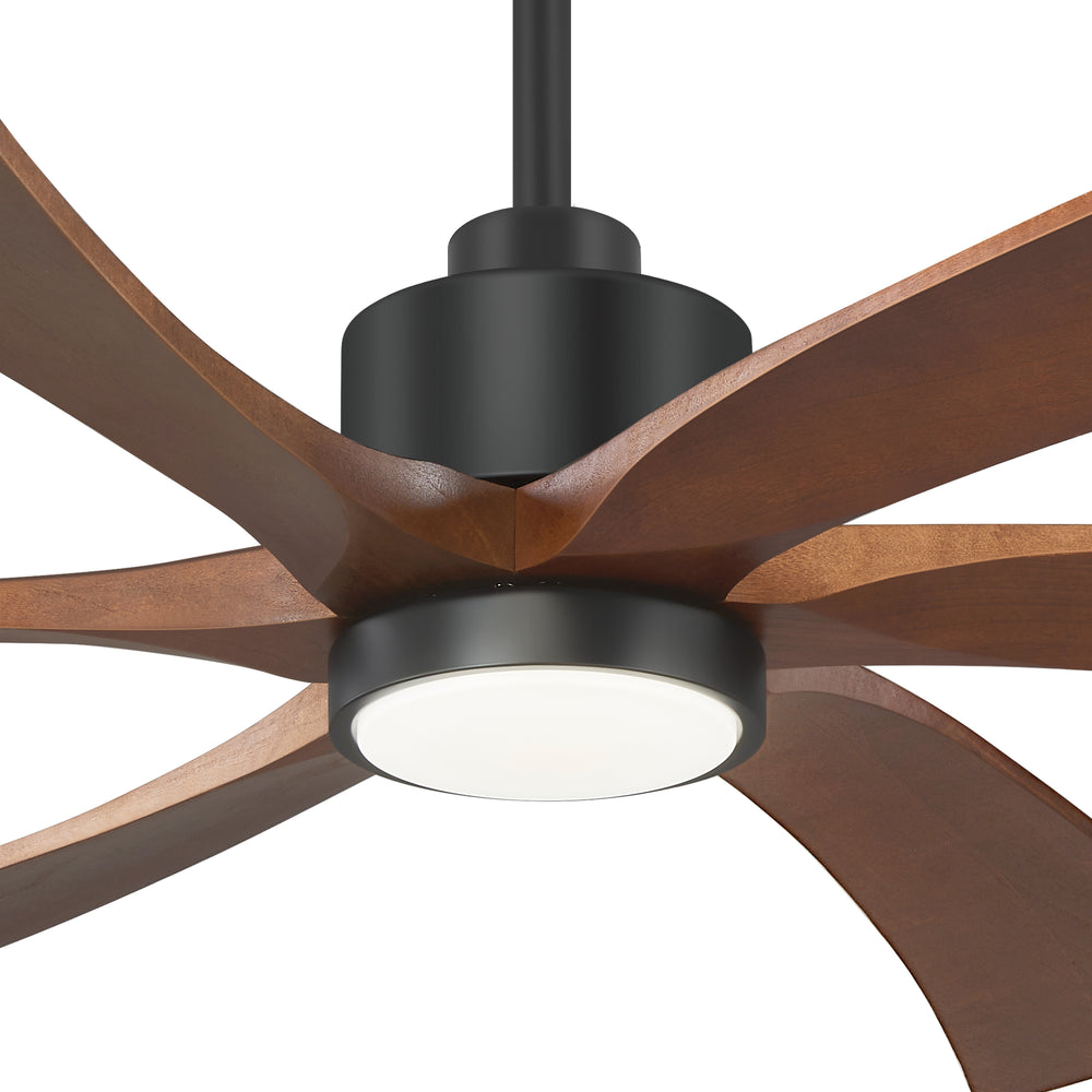 60 Inch Ceiling Fan with Light, 6 Solid Wood Blades & Remote