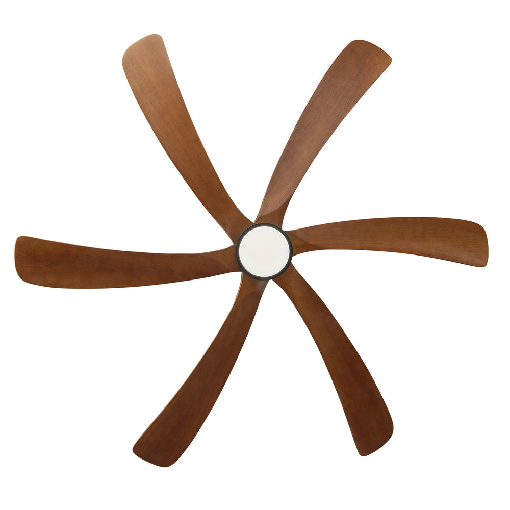 60 Inch Ceiling Fan with Light, 6 Solid Wood Blades & Remote