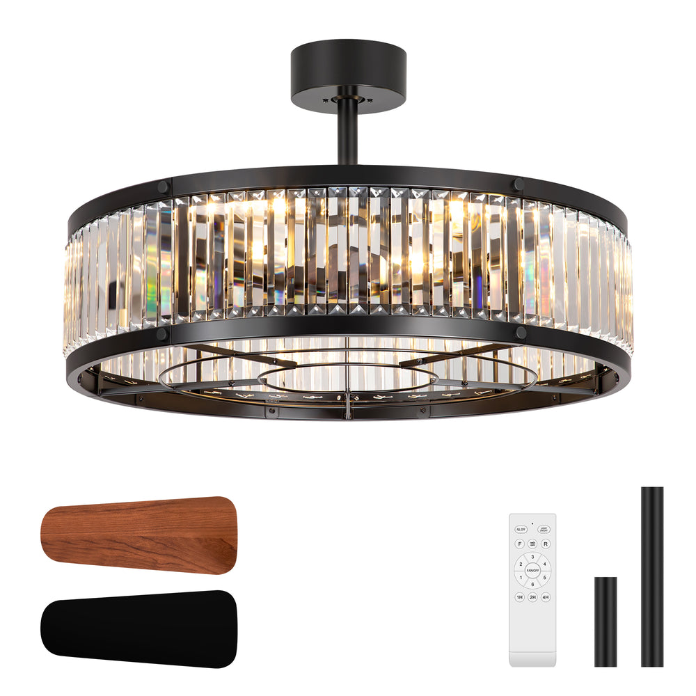 28 Inch Caged Ceiling Fan with Light & Remote Control