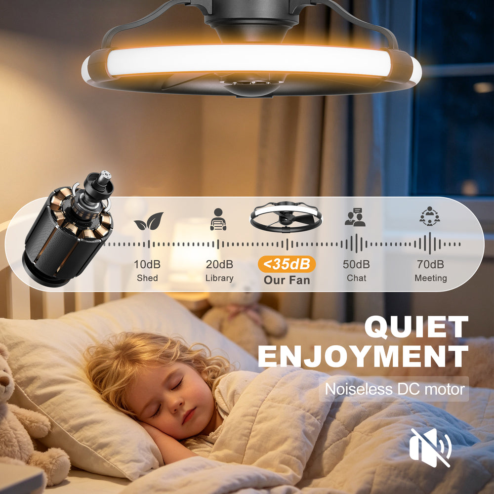 Delvessa 24-Inch Low Profile RGB Ceiling Fan With Dimmable Light