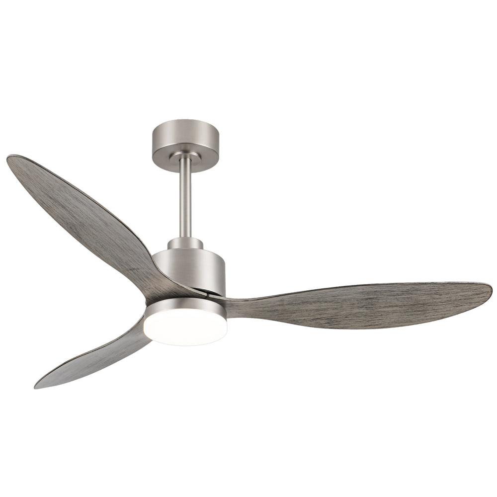 52-Inch Modern Ceiling Fan with Light, 3 ABS Blades, 18W LED with 3 Color Temperatures, Remote Control with 6 Speeds, Reverse Function, Timer, Quiet DC Motor, Includes 5" & 10" Downrods, Ideal for Dining, Bedroom, and Living Room