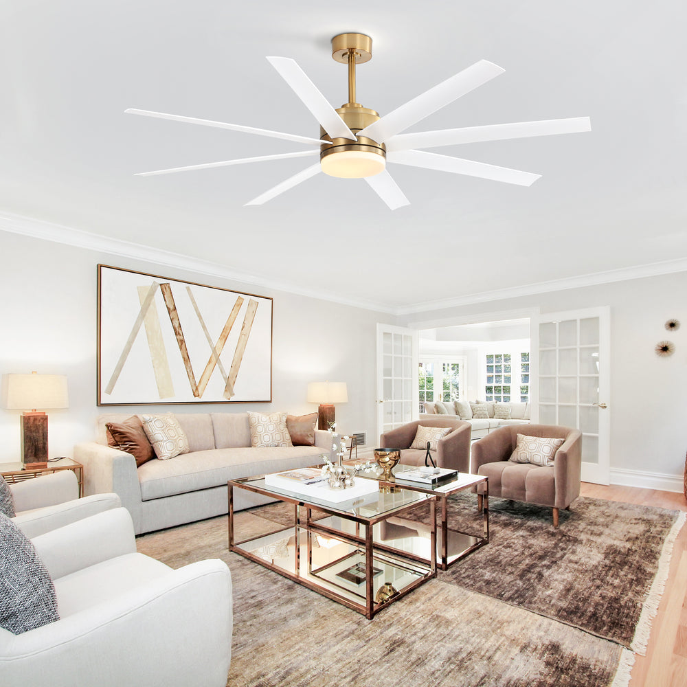 Annette 65 in. Integrated LED Indoor Gold Black-Blade Ceiling Fans with Light and Remote Control