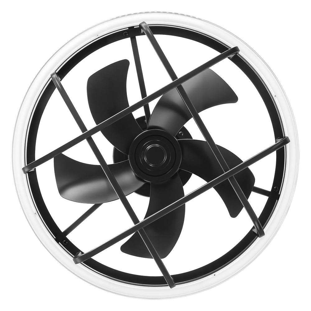 20-Inch Ceiling Fan with Light, Low Profile Flush Mount or Downrod, DC Motor, 6 Speeds, RGB & 3CCT Dimmable LED, Remote Control, Matte Black