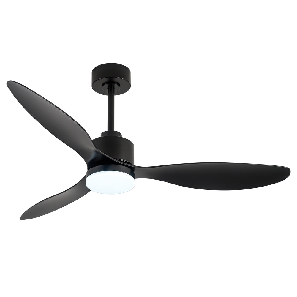 52-Inch Modern Ceiling Fan with Light, 3 ABS Blades, 18W LED with 3 Color Temperatures, Remote Control with 6 Speeds, Reverse Function, Timer, Quiet DC Motor, Includes 5" & 10" Downrods, Ideal for Dining, Bedroom, and Living Room