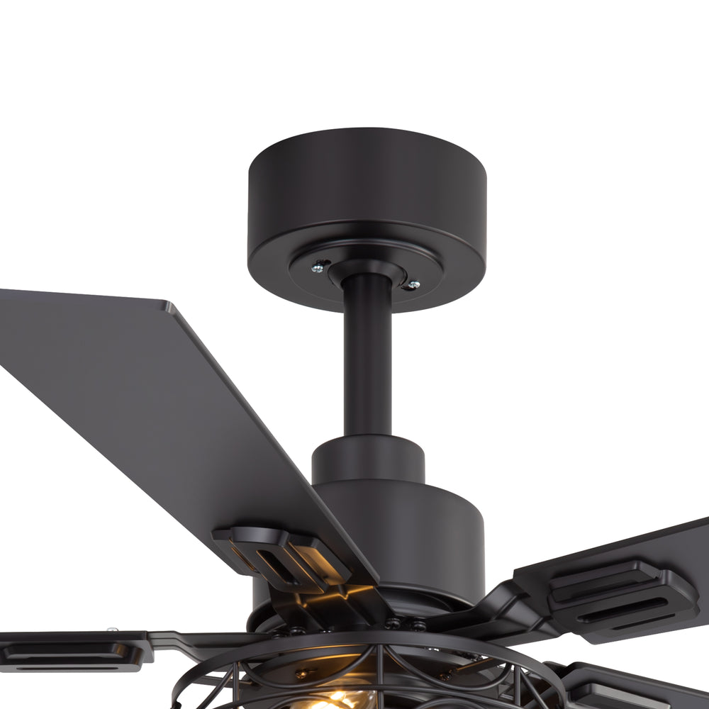 42-inch Ceiling Fan with Distressed White or Matte Black Finish, 5 Reversible Blades, Quiet DC Motor, Remote Control,6" Downrod