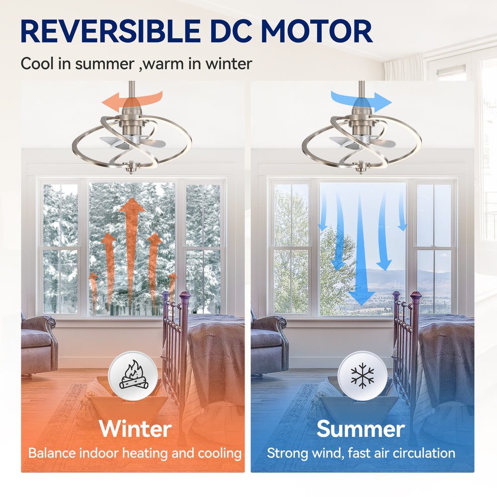 20-inch Modern 3-Blade Dimmable LED Ceiling Fan with Light Kit and Remote,6" downrod Included