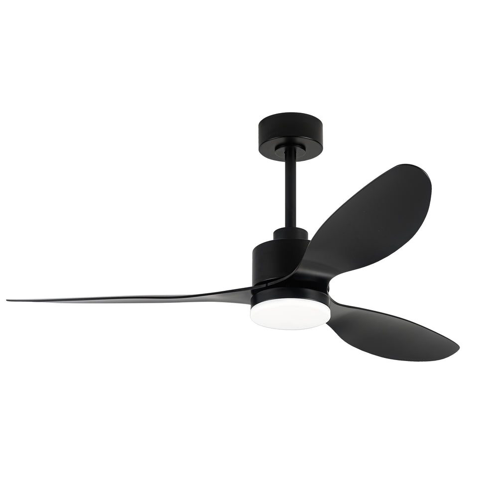 52-Inch Modern Ceiling Fan with Light, 3 ABS Blades, 18W LED with 3 Color Temperatures, Remote Control with 6 Speeds, Reverse Function, Timer, Quiet DC Motor, Includes 5" & 10" Downrods, Ideal for Dining, Bedroom, and Living Room