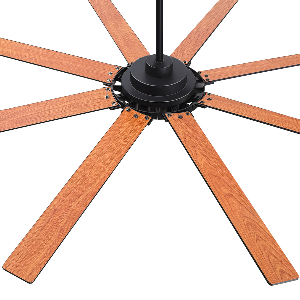 72-Inch 8-Blade Black Ceiling Fan with Light & Remote