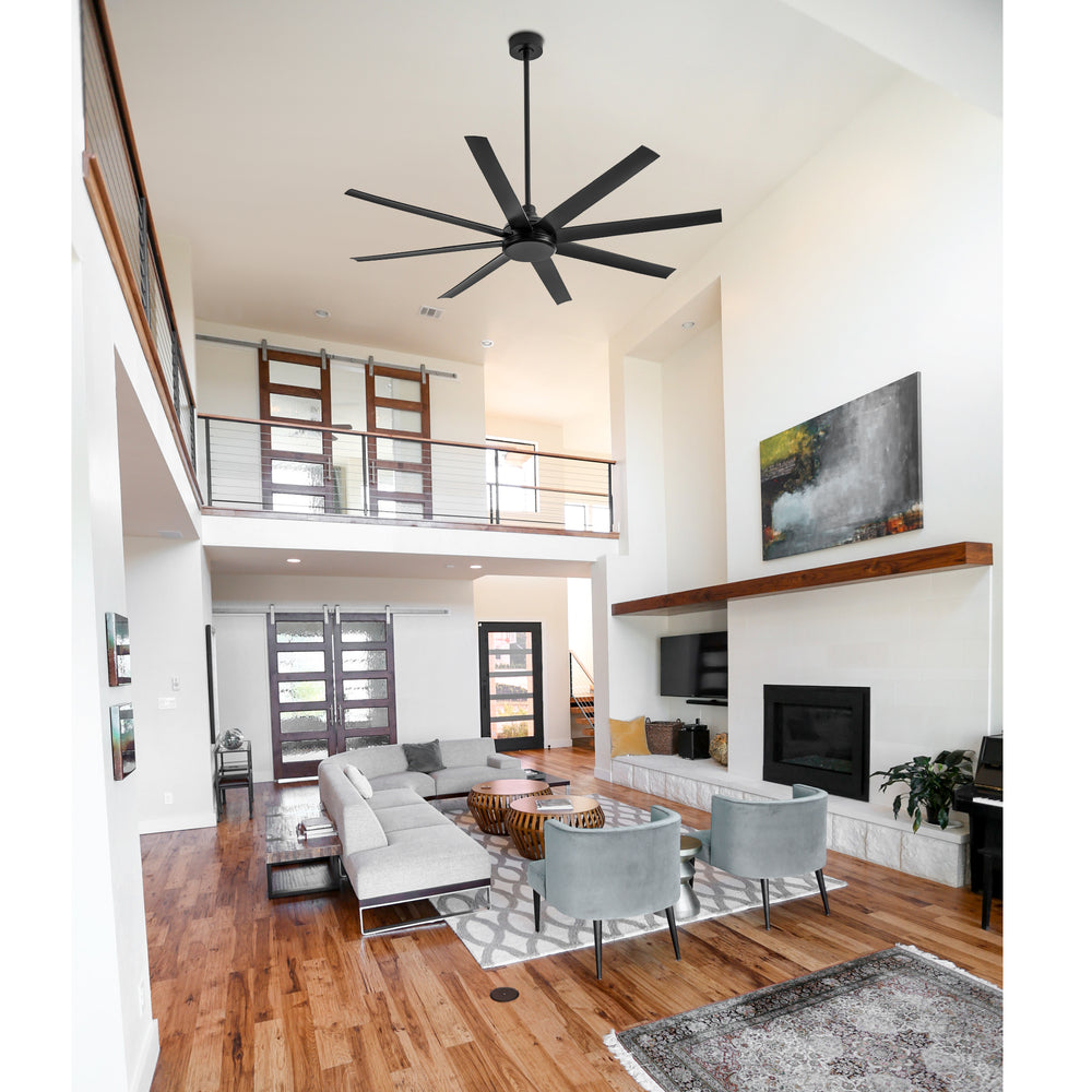 65-Inch Industrial Ceiling Fan, No Light with Remote, 8 ABS Blades, Quiet Reversible DC Motor, 6-Speed, Timer Function