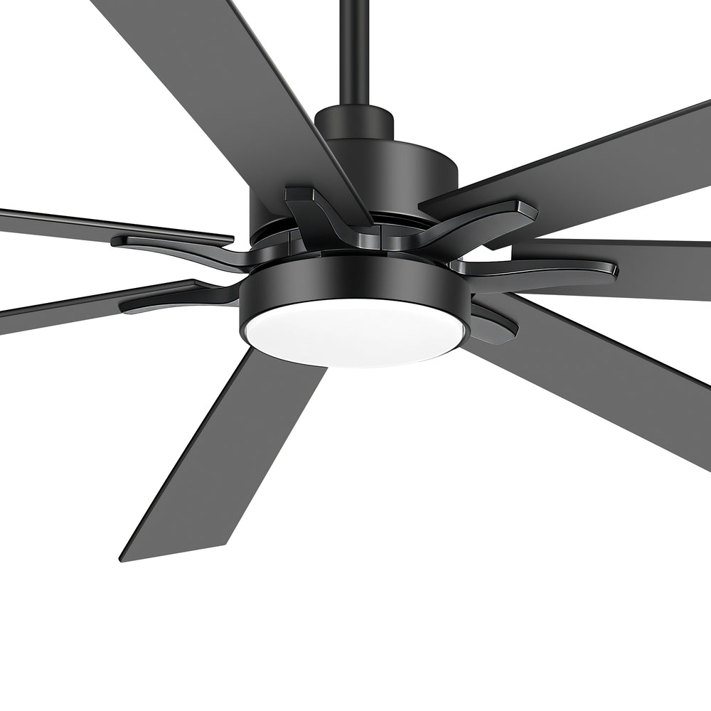 Breezary 72" 7-Blade Silent DC Motor Modern Ceiling Fan with 3-CCT LED Light - Black (3 Downrods Included)