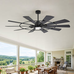 62 Inch Ceiling Fan with Light and Remote, Quiet DC Motor, 6 Speed Reversible Ceiling Fan, 3 Color Temperature LED, Dual Finish Blades, Modern Large Room Fan