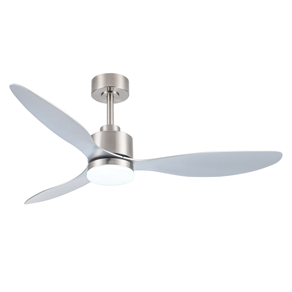 52-Inch Modern Ceiling Fan with Light, 3 ABS Blades, 18W LED with 3 Color Temperatures, Remote Control with 6 Speeds, Reverse Function, Timer, Quiet DC Motor, Includes 5" & 10" Downrods, Ideal for Dining, Bedroom, and Living Room